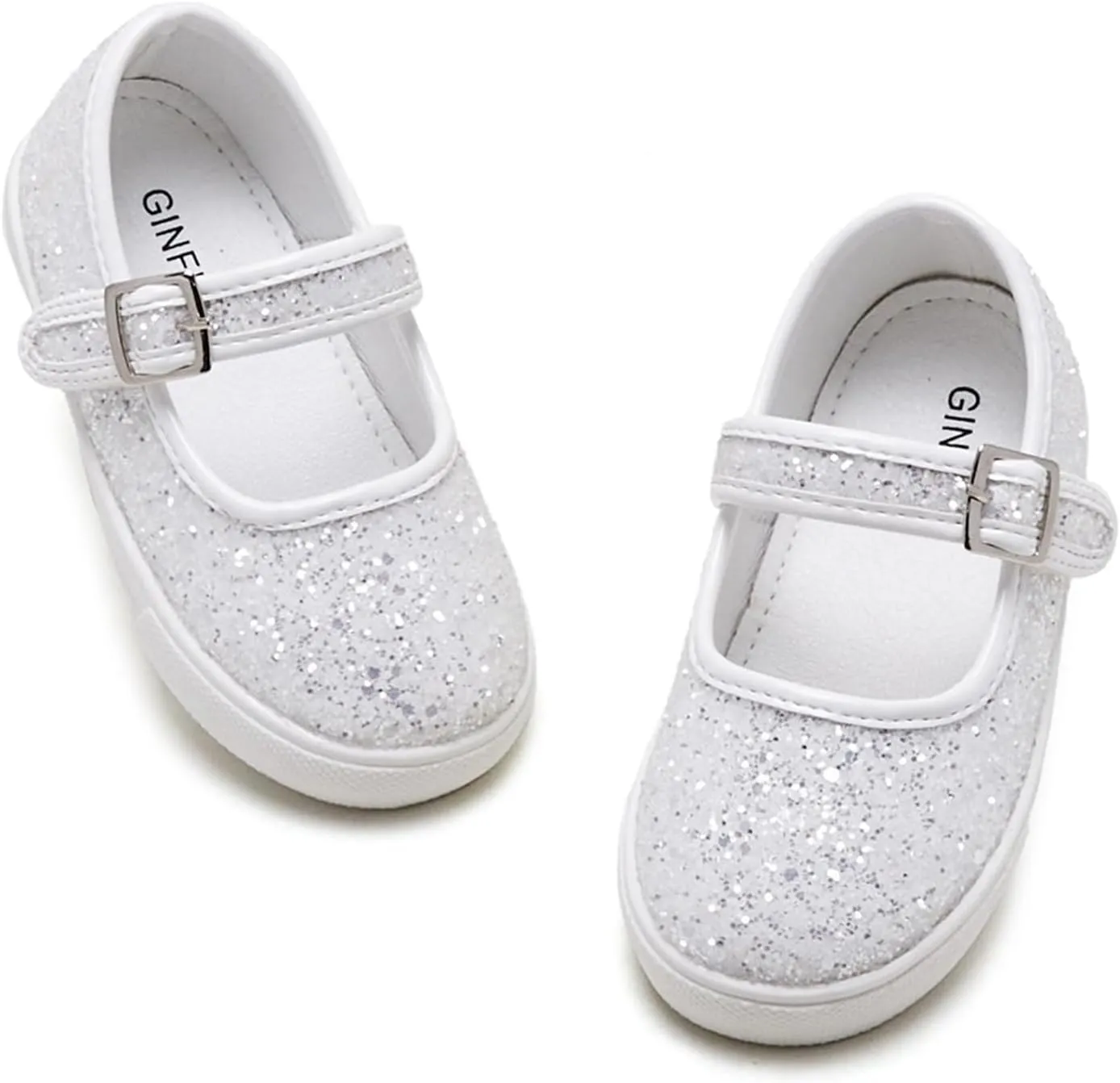 GINFIVE Toddler Girls Sneakers Little Girls Slip On Shoes Glitter Sneakers Toddler