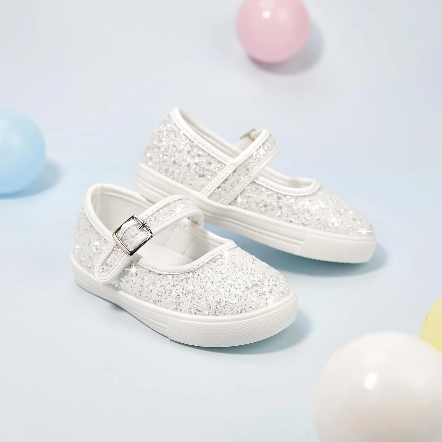 GINFIVE Toddler Girls Sneakers Little Girls Slip On Shoes Glitter Sneakers Toddler