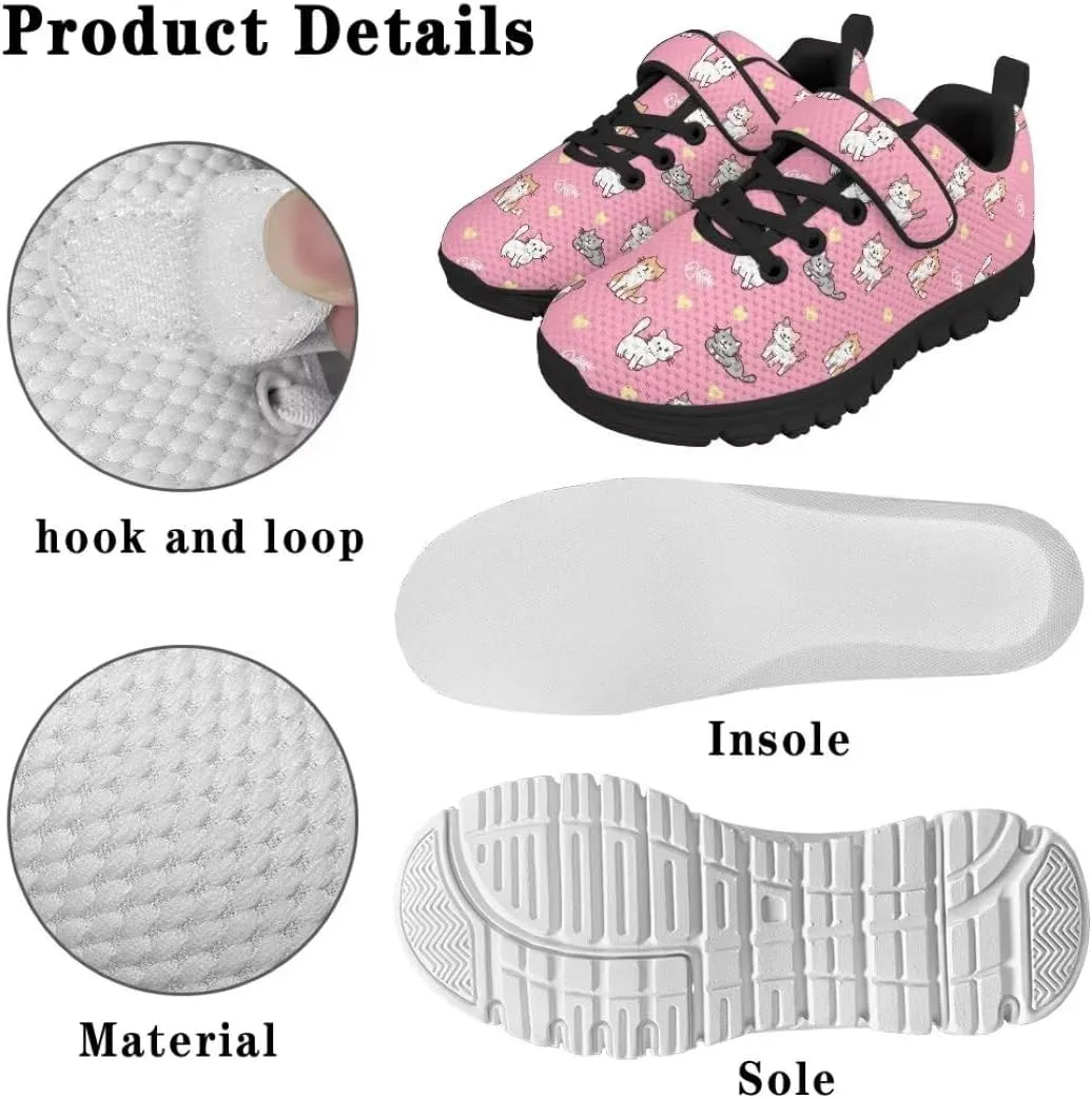 Girls Boys Hook & Loop Closure Sneakers Unisex Child Kids Anti-Slip Lightweight Shoes
