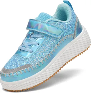 Girls Boys Sneakers Kids Running Tennis Shoes Glitter Sparkly Braided Bling Design,Athletic Shoes for Children Youth