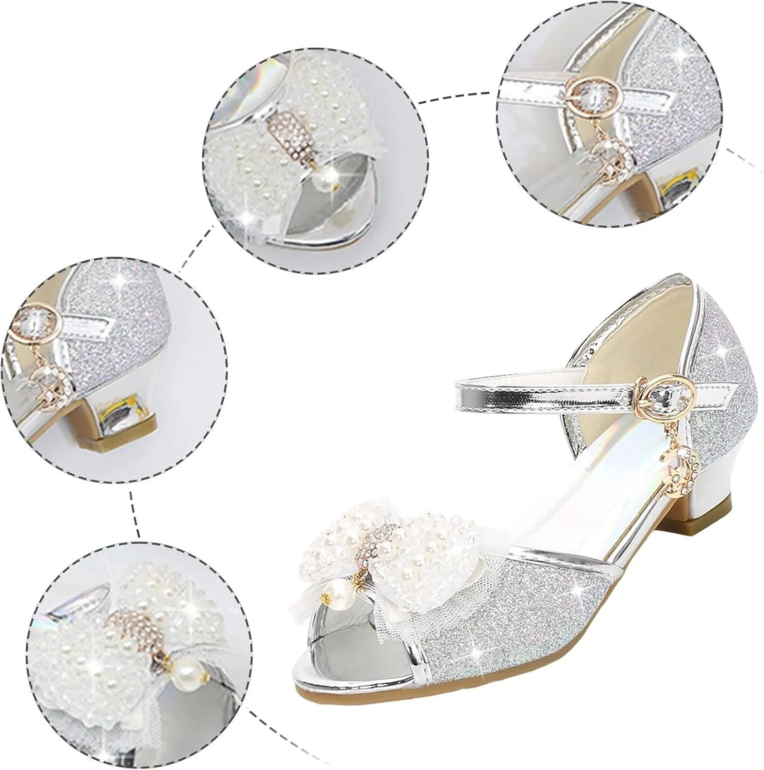 Girls High Heel Sandals Cute Fashion Bowknot Small and Medium Children Student Baby Fish Mouth Shoes Big Girl Sandals