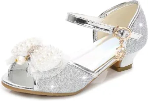 Girls High Heel Sandals Cute Fashion Bowknot Small and Medium Children Student Baby Fish Mouth Shoes Big Girl Sandals