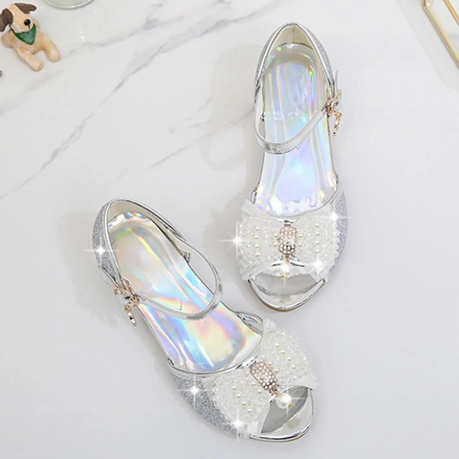 Girls High Heel Sandals Cute Fashion Bowknot Small and Medium Children Student Baby Fish Mouth Shoes Big Girl Sandals