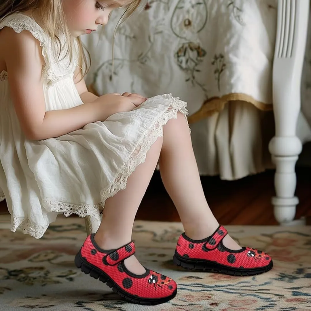 Girl's Mary Jane Shoes Little Girl Casual Anti-Slip Mesh Sneaker with Magic Sticker for Walking Campimg