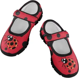 Girl's Mary Jane Shoes Little Girl Casual Anti-Slip Mesh Sneaker with Magic Sticker for Walking Campimg