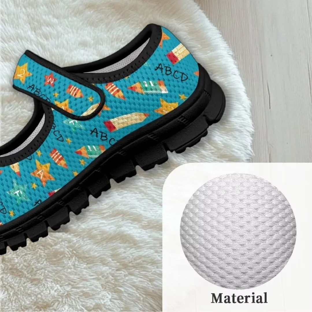 Girl's Mary Jane Shoes Little Girl Casual Anti-Slip Mesh Sneaker with Magic Sticker for Walking Campimg