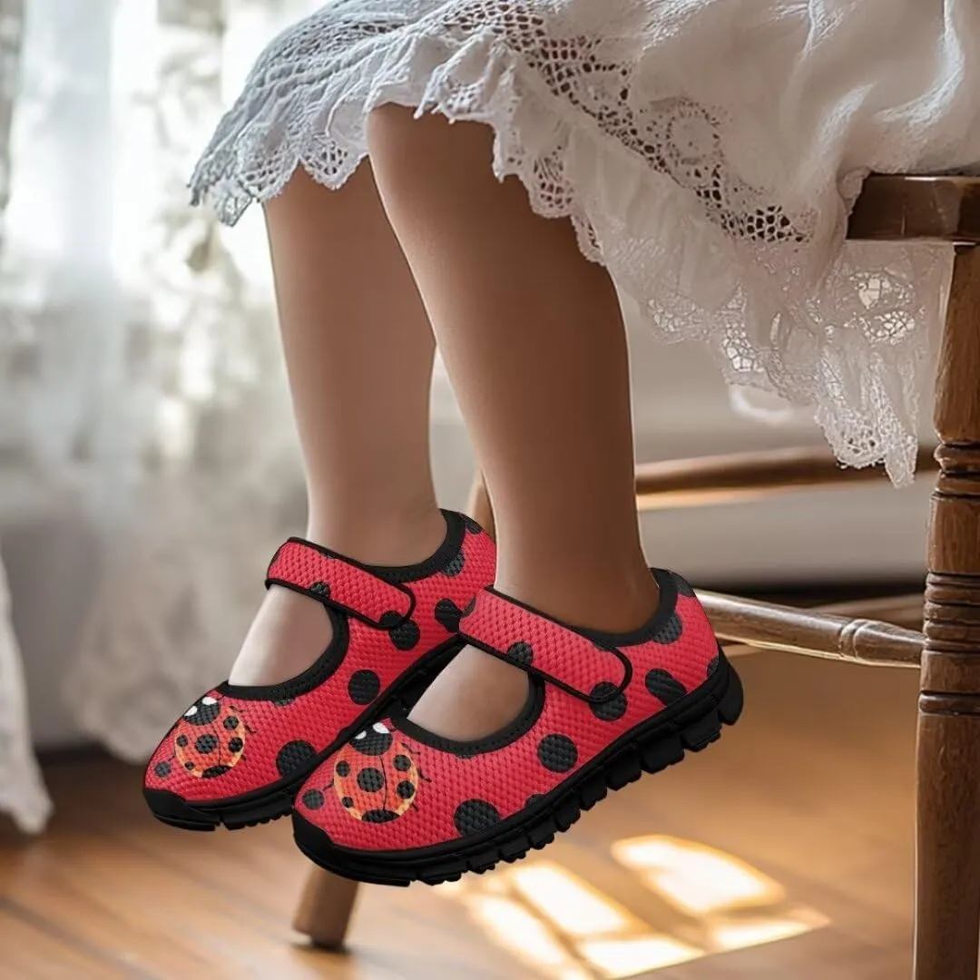 Girl's Mary Jane Shoes Little Girl Casual Anti-Slip Mesh Sneaker with Magic Sticker for Walking Campimg