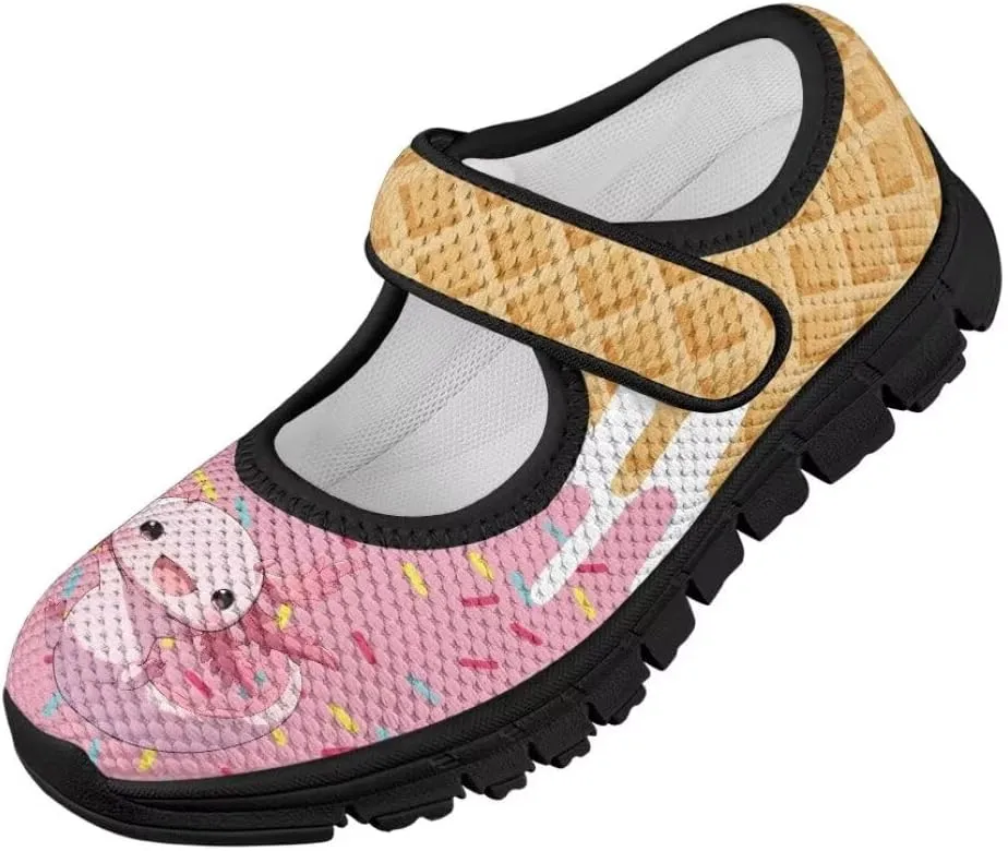 Girl's Mary Jane Shoes Little Girl Casual Anti-Slip Mesh Sneaker with Magic Sticker for Walking Campimg