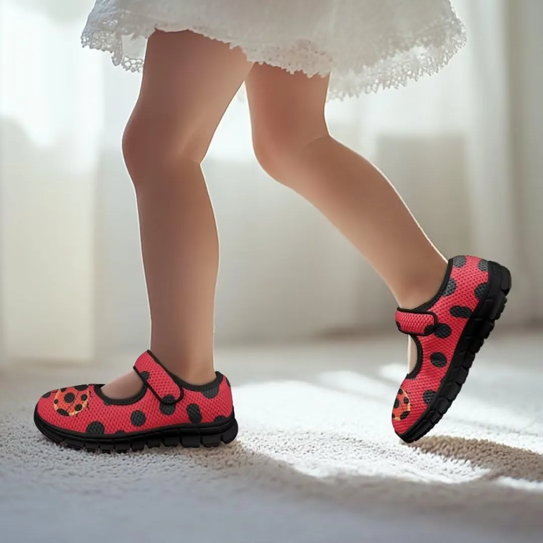 Girl's Mary Jane Shoes Little Girl Casual Anti-Slip Mesh Sneaker with Magic Sticker for Walking Campimg