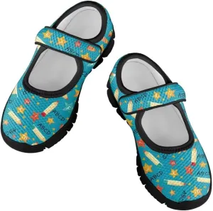 Girl's Mary Jane Shoes Little Girl Casual Anti-Slip Mesh Sneaker with Magic Sticker for Walking Campimg