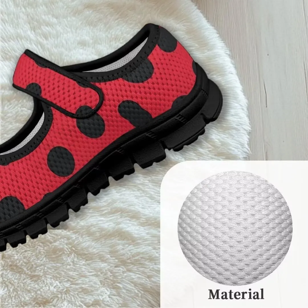 Girl's Mary Jane Shoes Little Girl Casual Anti-Slip Mesh Sneaker with Magic Sticker for Walking Campimg