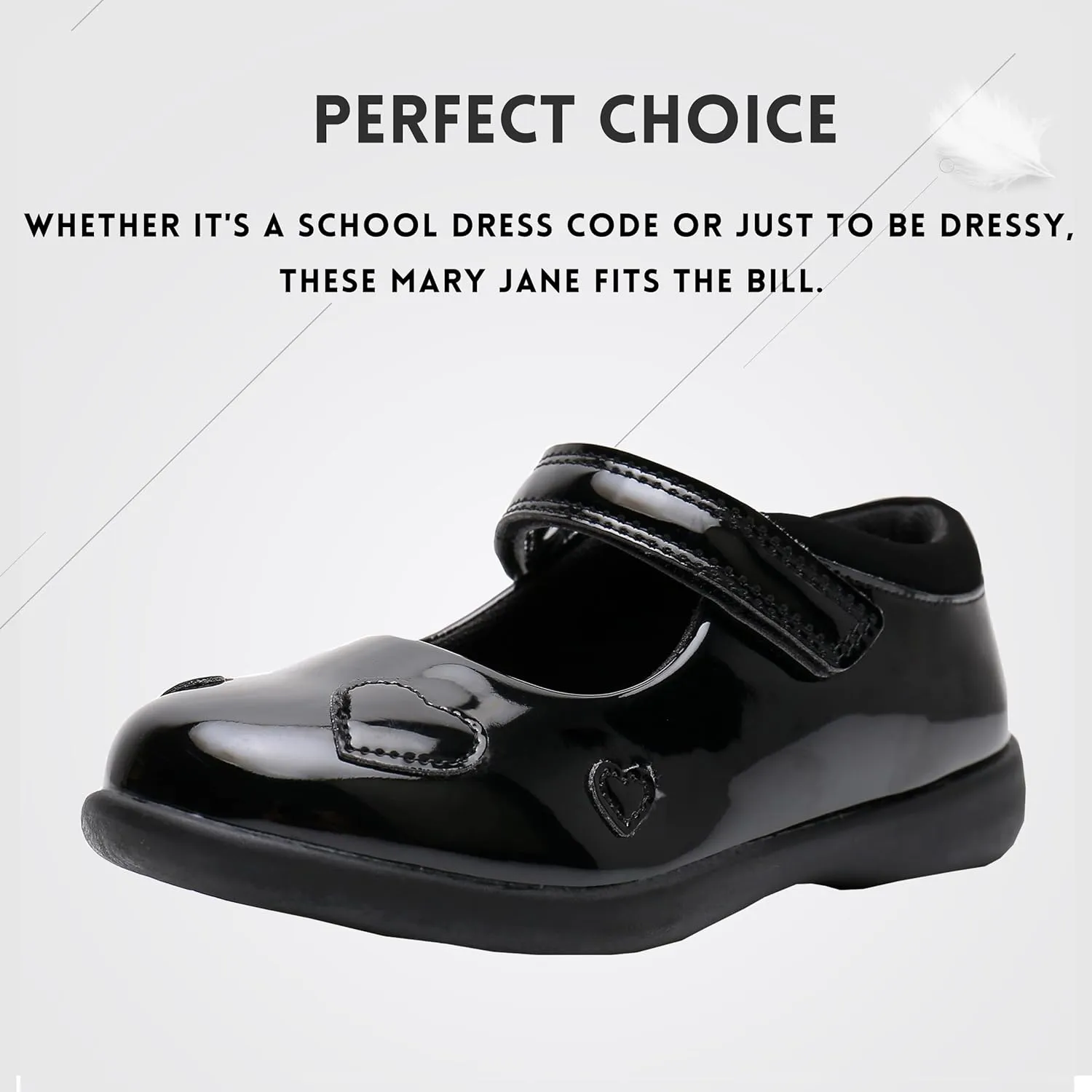 Girls Mary Jane Shoes, School Uniform Black Flat Dress Shoes(Toddler/Little Kid/Big Kid)