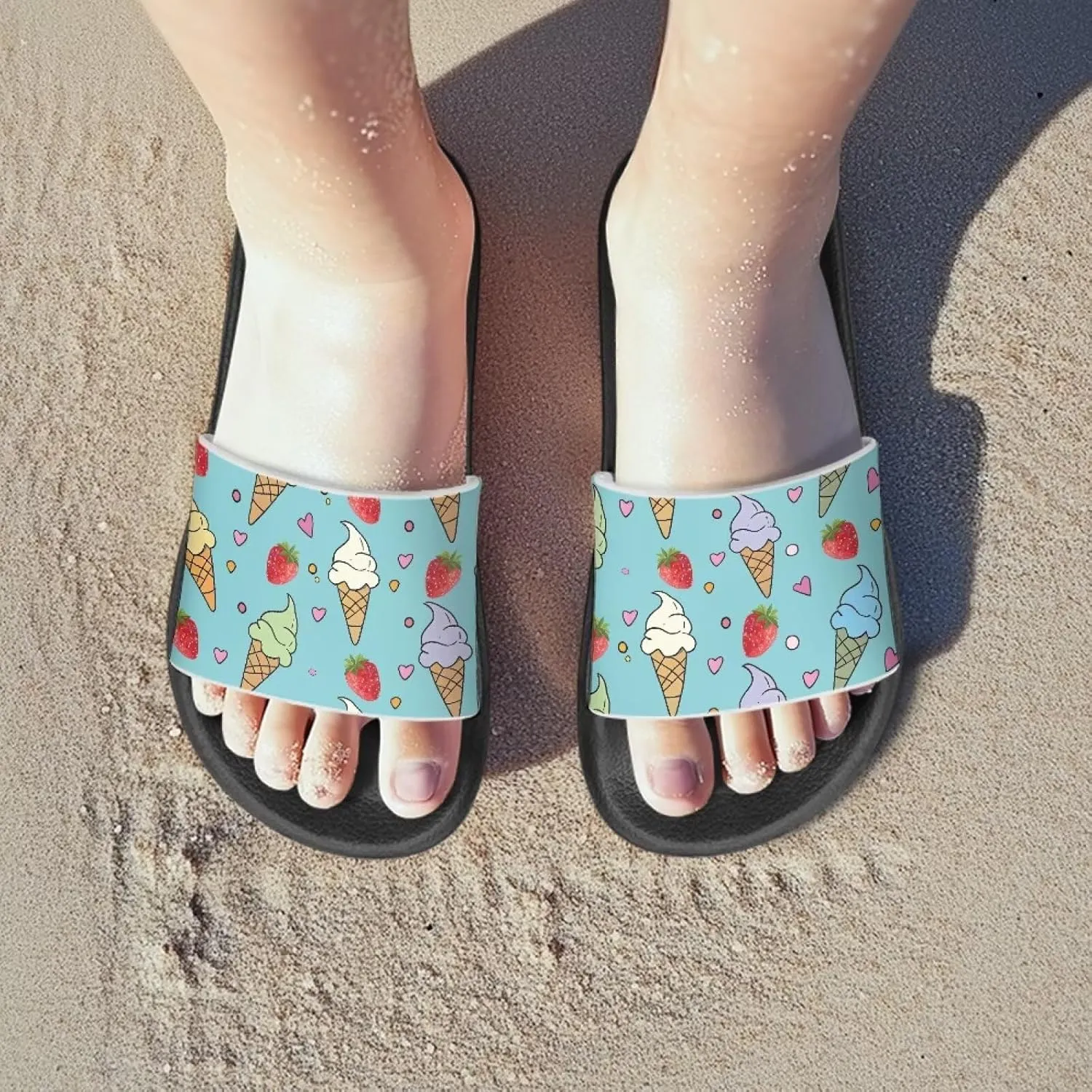 Girls Slip-On Sandals Lightweight Anti-Slip Shower Shoes for Kids