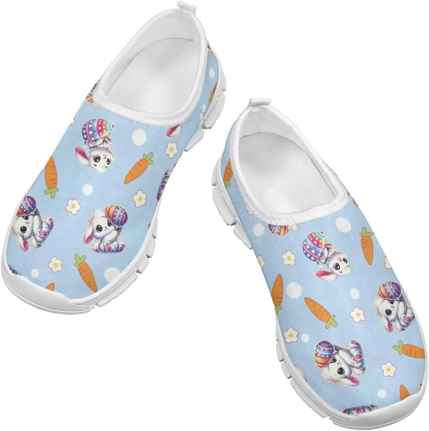 Girls Slip On Sneakers Easter Bunny Shoes for Girls Tennnis Gym Shoes