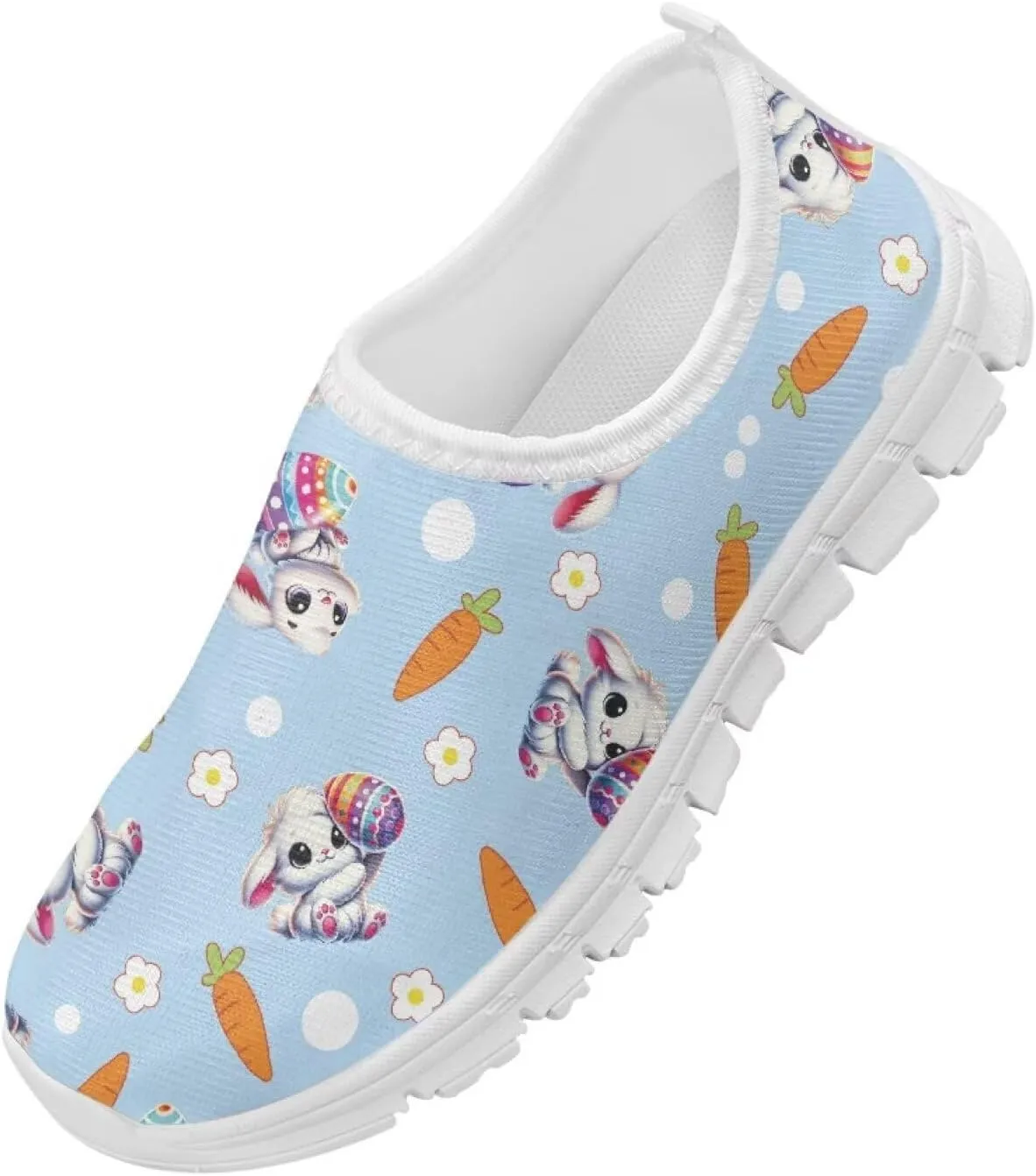 Girls Slip On Sneakers Easter Bunny Shoes for Girls Tennnis Gym Shoes