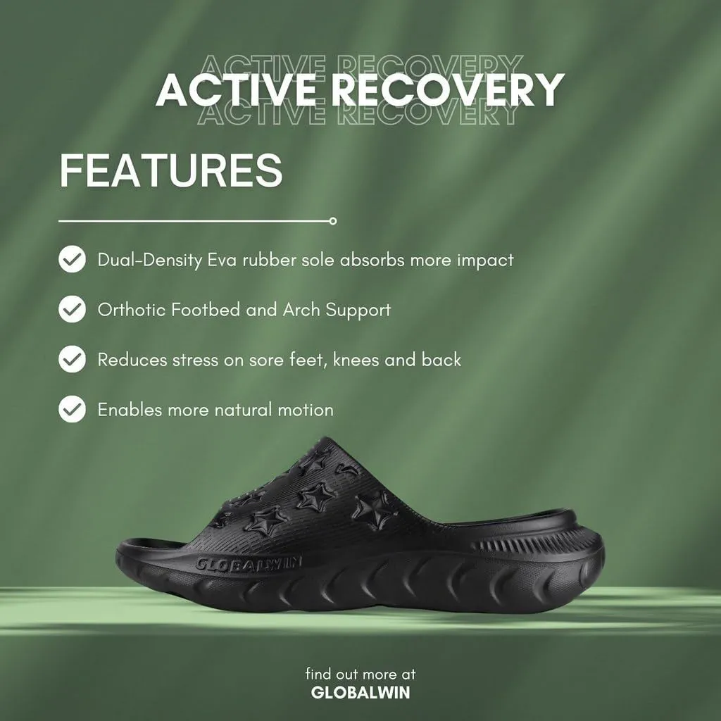 GLOBALWIN Sports Recovery Slides for Women Ava Sports Sandals With Comfortable Arch Support Indoor Outdoor Cloud Slippers Reduce Stress on Feet Lightweight Pillow Slides