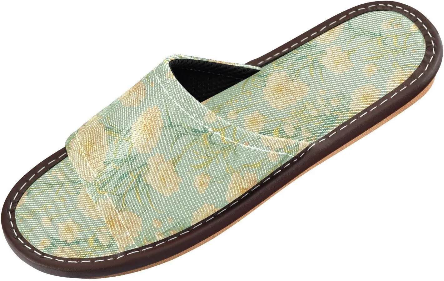 Glowing Peach Flowers Green Men Women Casual Shower Slippers Ultralight Non Slip Sandals for Outdoor Beach Travel