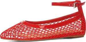 Goiphrri Ballet Flats Shoes for Women Dressy Comfortable Ankle Strap Mesh Ballet Flats for Women Round Toe Ballerina Flats for Women Summer Casual Daily Dress Mesh Flats Shoes