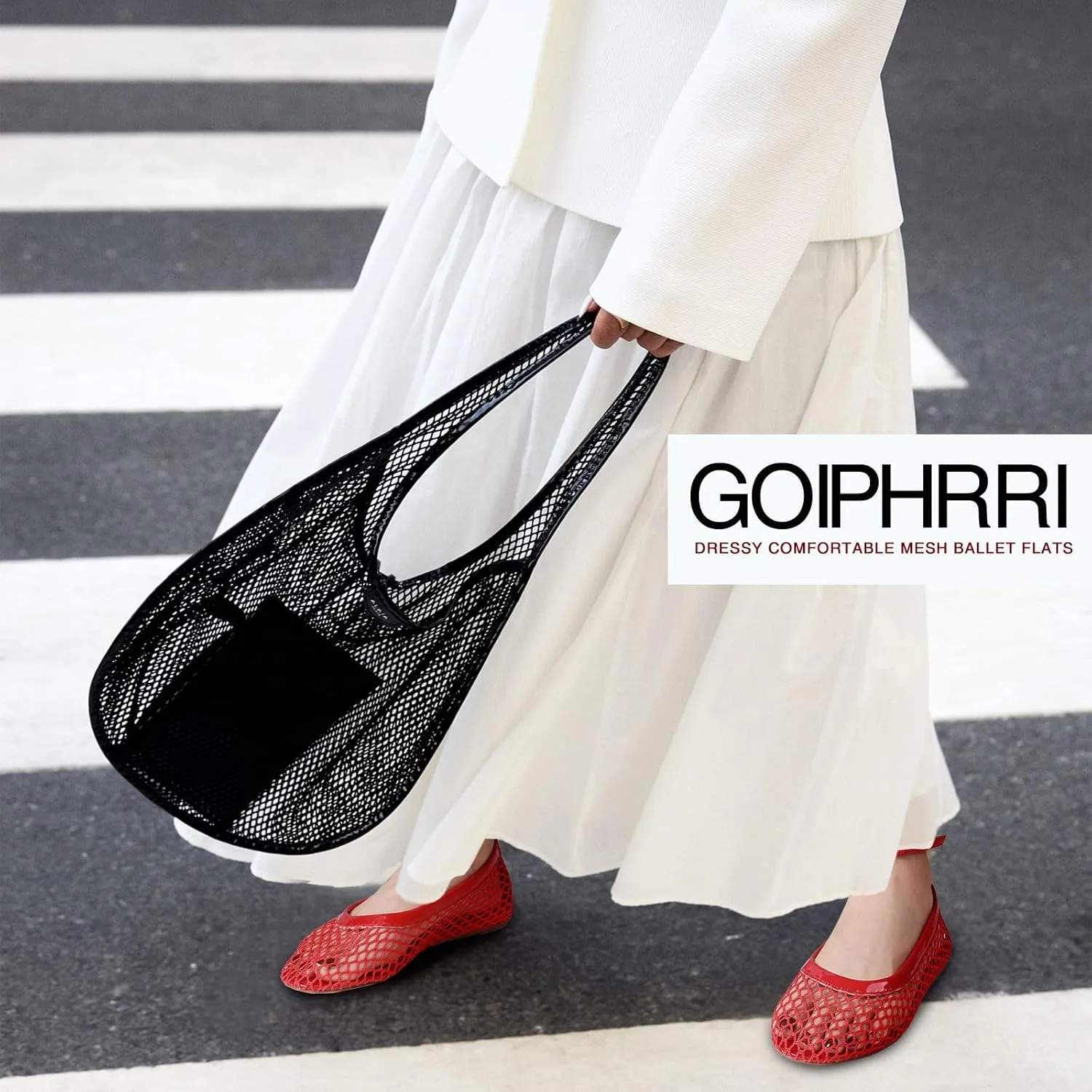 Goiphrri Ballet Flats Shoes for Women Dressy Comfortable Ankle Strap Mesh Ballet Flats for Women Round Toe Ballerina Flats for Women Summer Casual Daily Dress Mesh Flats Shoes