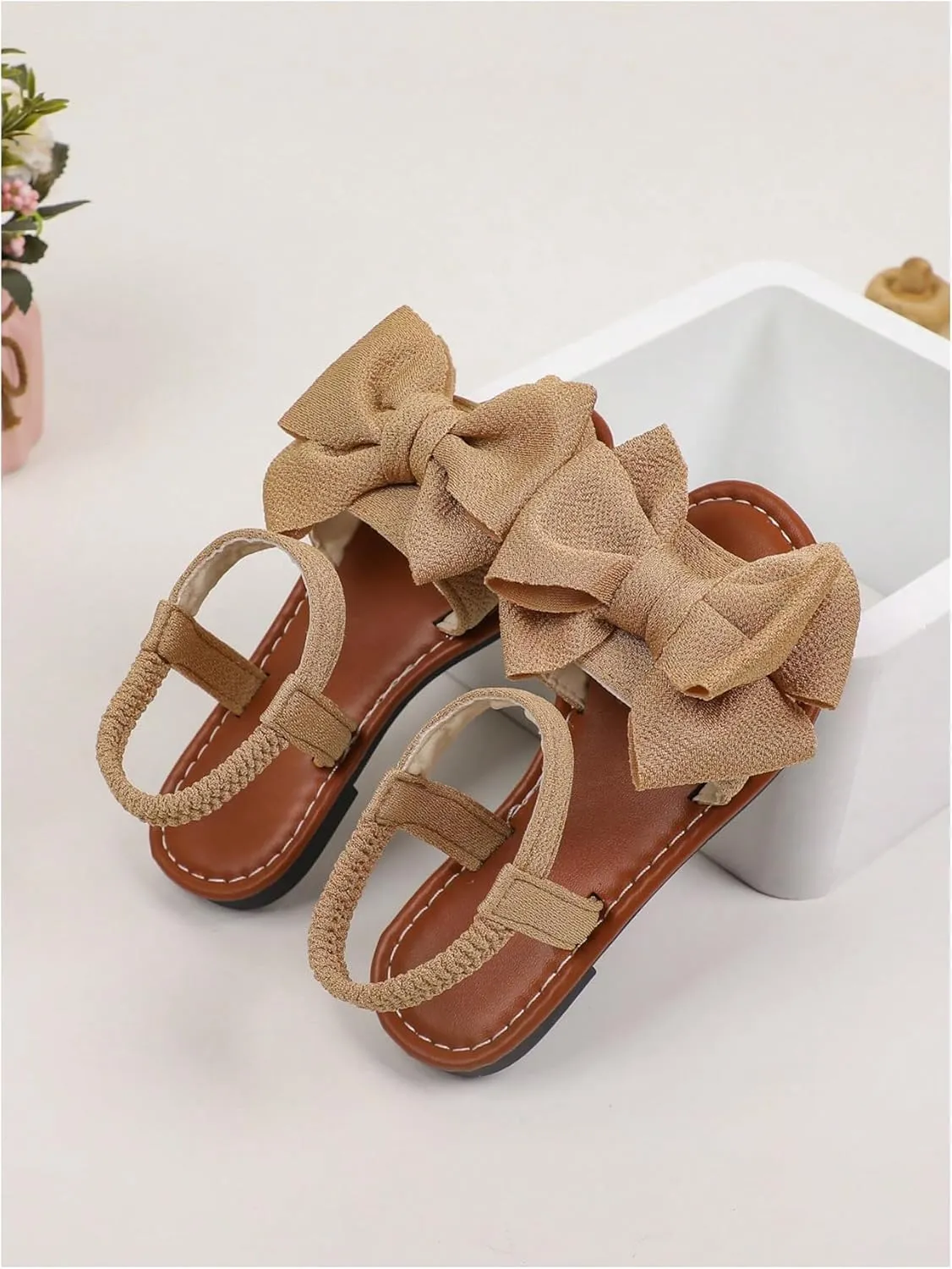 GORGLITTER Girl's Sandals Dressy Bow Ankle Strap Sandal Open Toe Slides Flats Summer Cute Vacation Sandals