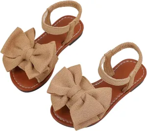 GORGLITTER Girl's Sandals Dressy Bow Ankle Strap Sandal Open Toe Slides Flats Summer Cute Vacation Sandals