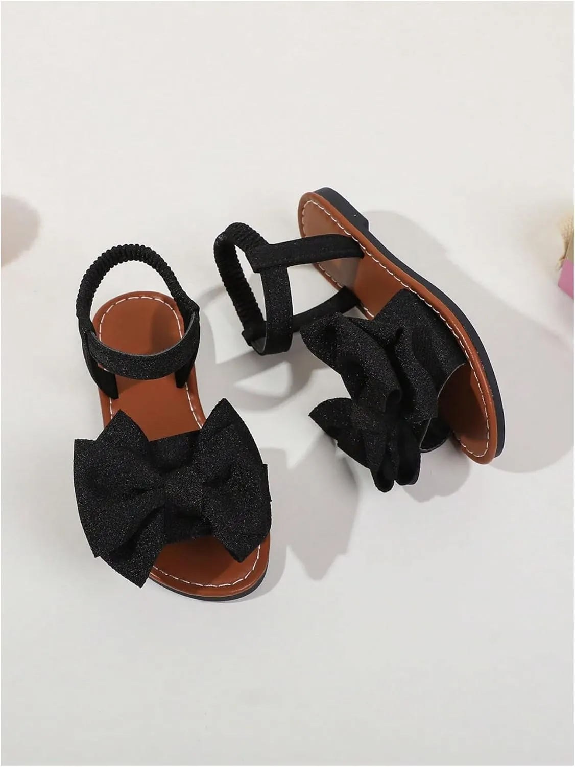 GORGLITTER Girl's Sandals Dressy Bow Ankle Strap Sandal Open Toe Slides Flats Summer Cute Vacation Sandals