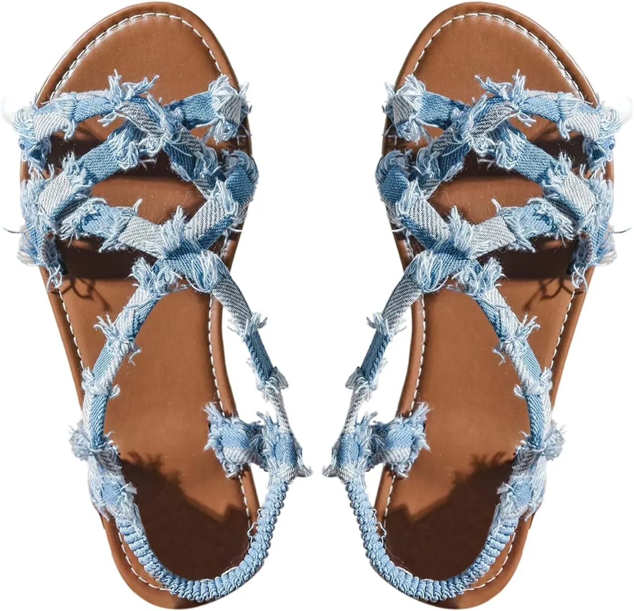 GORGLITTER Women's Leopard Strappy Flat Sandals Y2K Criss Cross Strap Open Toe Slingback Cheetah Slide Sandals