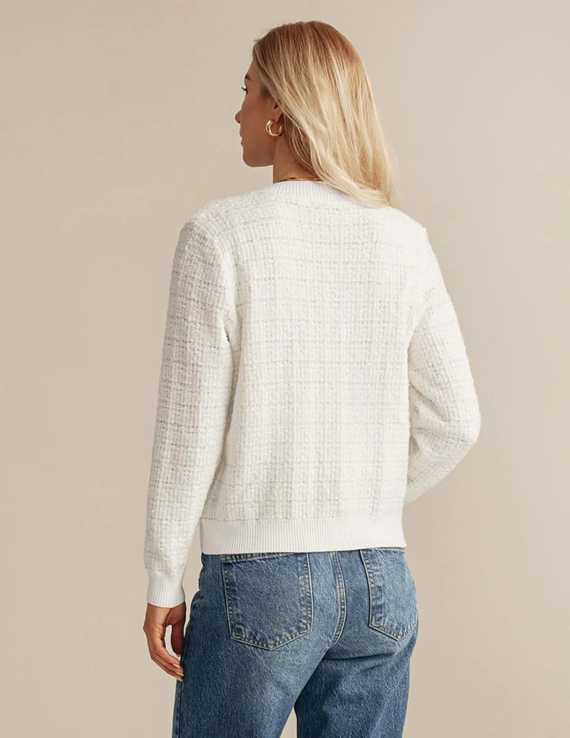 GRACE KARIN Womens Open Front Button Down Long Sleeve Texture Knit Cardigan Sweaters with Pockets