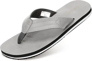 HAOLIRA Mens Flip Flops Arch Support Soft Cushion Footbed Walking Leather Thong Sandals Waterproof Lightweight Slip on Slippers for Summer Beach Indoor Outdoor