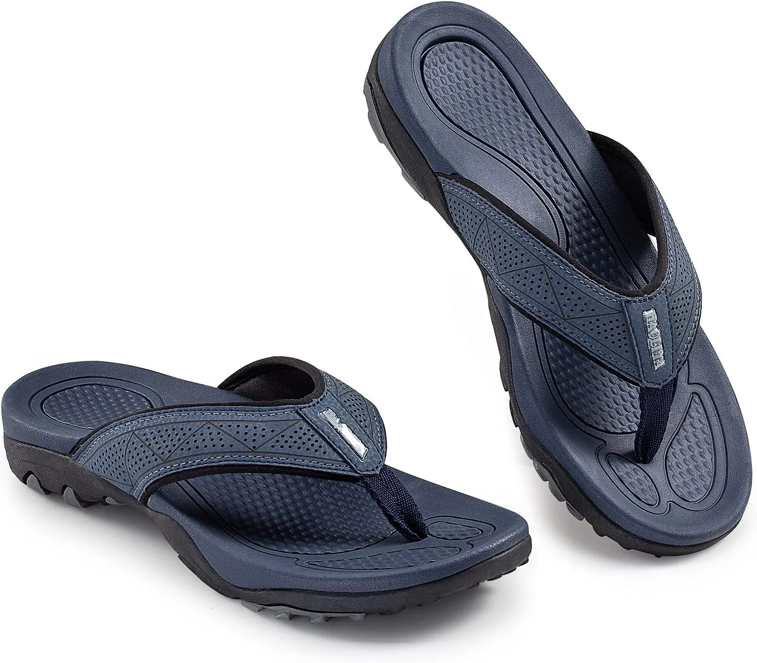 HAOLIRA Mens Leather Flip Flops with Arch Support Comfortable Cushion Thong Sandals Lightweight Waterproof Outdoor Summer Beach Pool Shoes