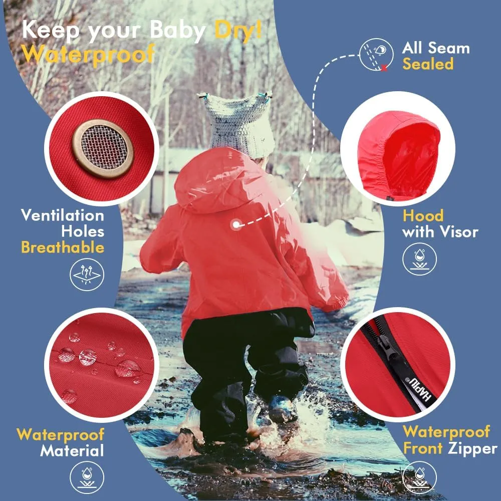 HAPIU Kids Toddler Rain Suit Muddy Buddy Waterproof Coverall