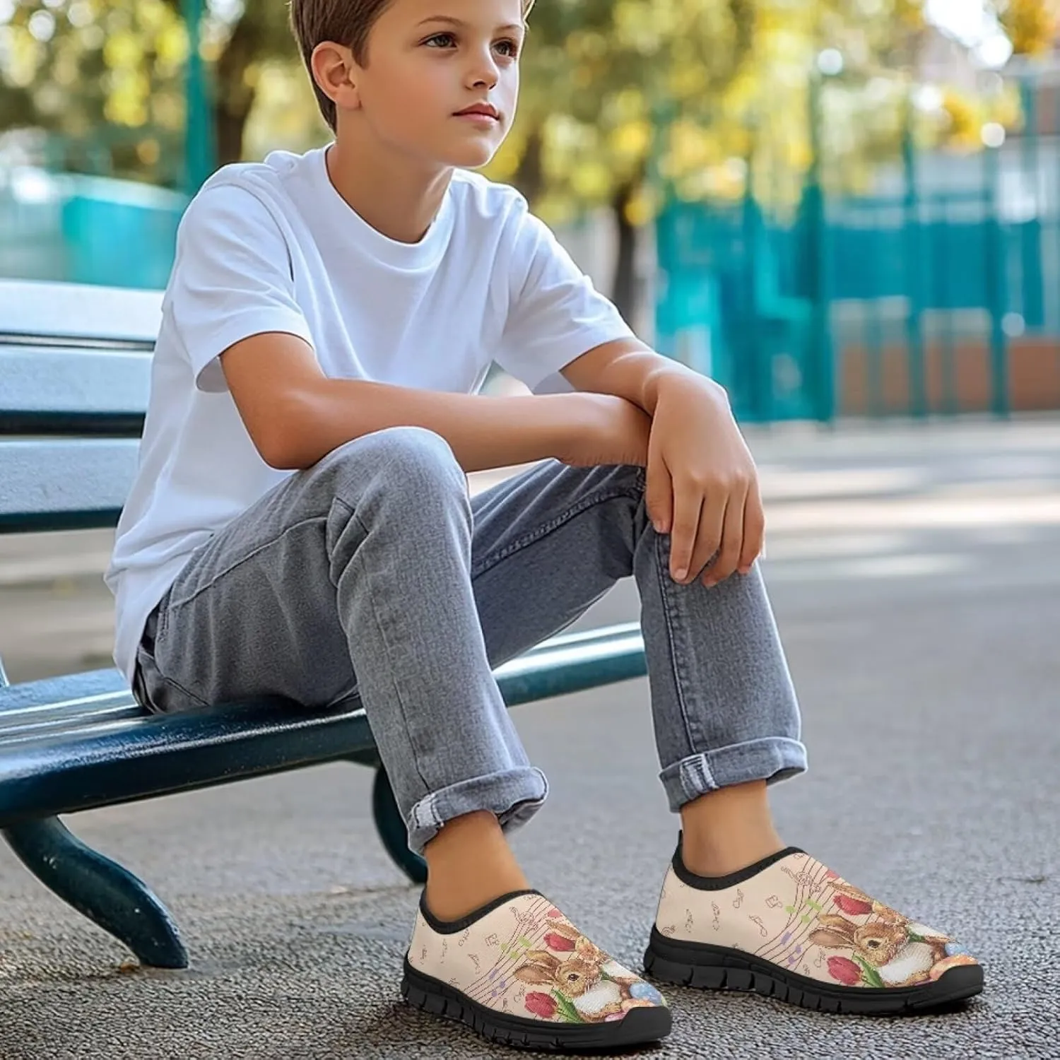 Happy Easter Pattern Running Shoes Low-Cut Sneakers for Boys Girls Big Kids Little Kids Casual Tennis Shoes