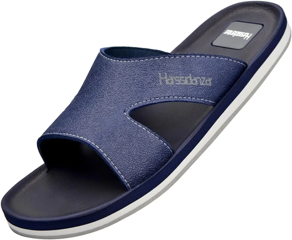 Harssidanzar Men Vintage Slide Sandals Comfortable Lightweight Summer Beach Slides for Men slip on Sandals KM232US