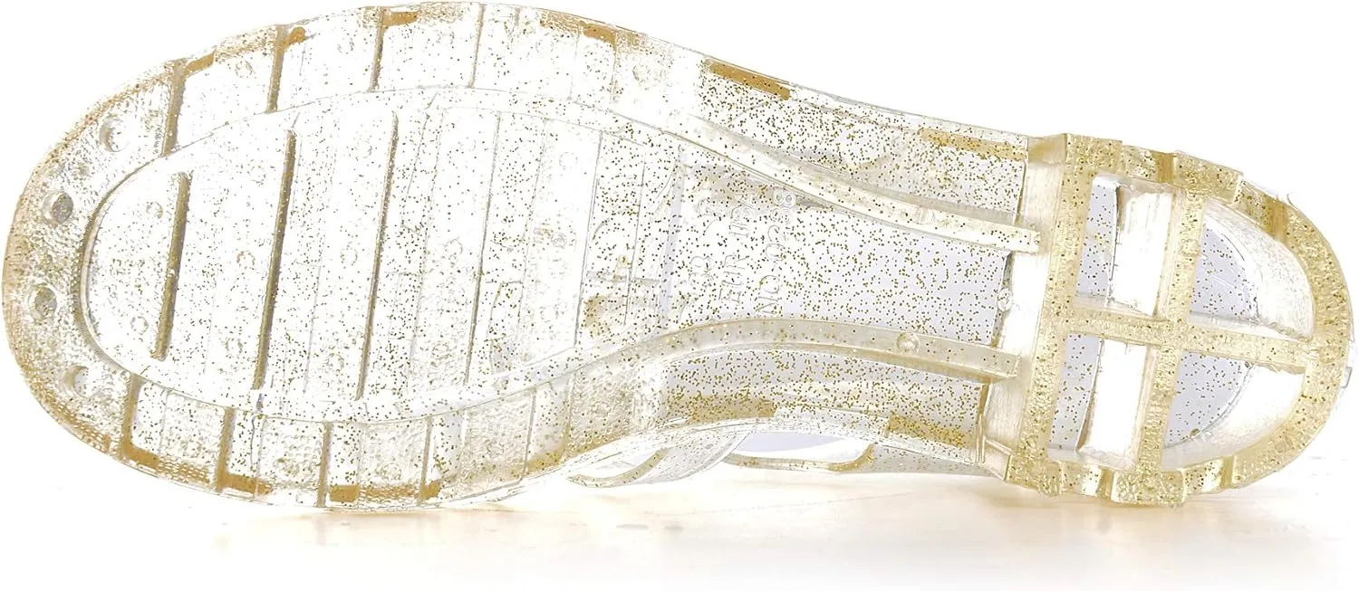 Hee grand Crystal Jelly Heel Sandals For Women Summer Beach Jelly Shoes