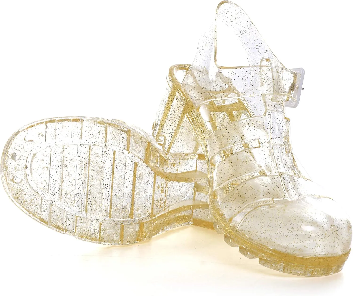 Hee grand Crystal Jelly Heel Sandals For Women Summer Beach Jelly Shoes