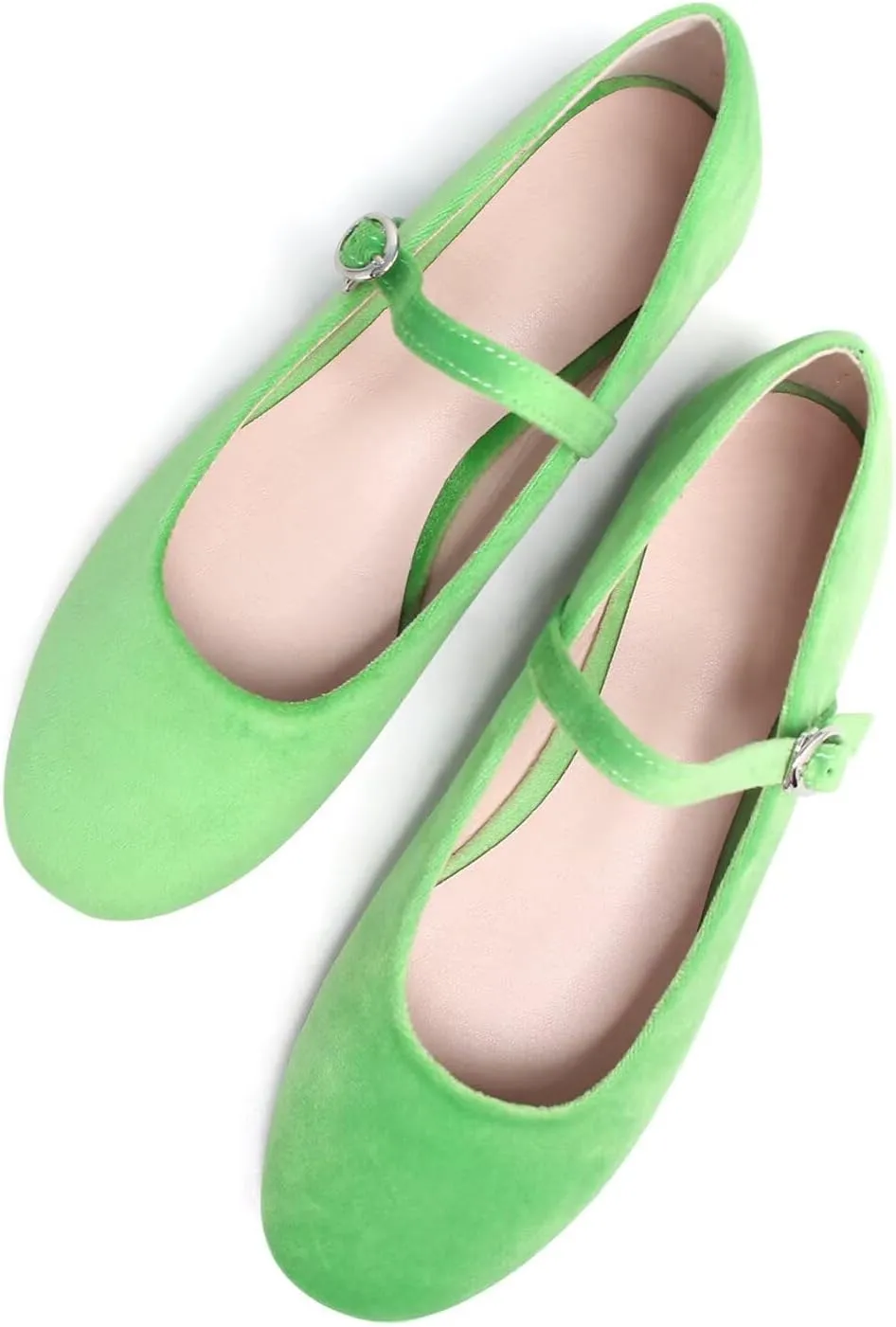Hee grand Retro Velvet Mary Janes Shoes for Women Comfort Round Toe Ankle Strap Ballet Flats Soft Dancing Shoes