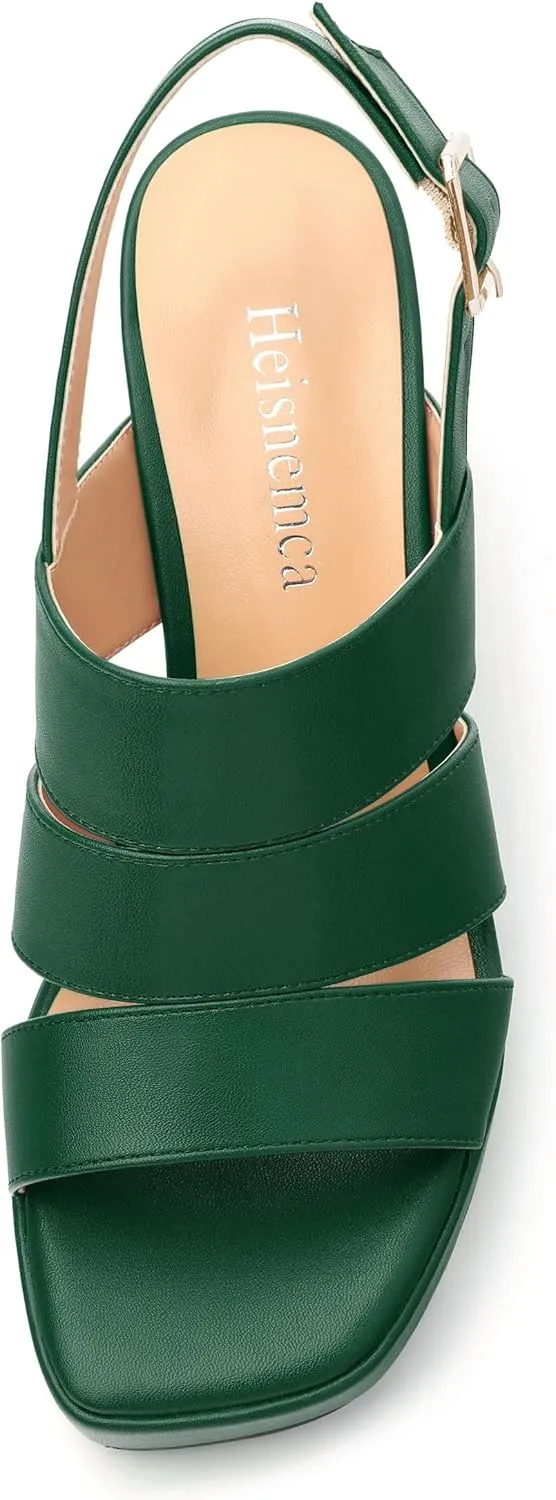 Heels for Women Block Chunky Platform High Heels Open Toe Square Strappy Heel Sandals Wedding Prom Party Fashion Slingback Dress Pump Sandals