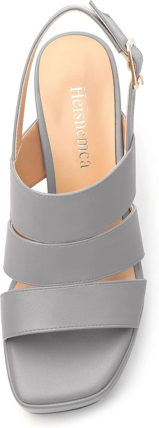 Heels for Women Block Chunky Platform High Heels Open Toe Square Strappy Heel Sandals Wedding Prom Party Fashion Slingback Dress Pump Sandals
