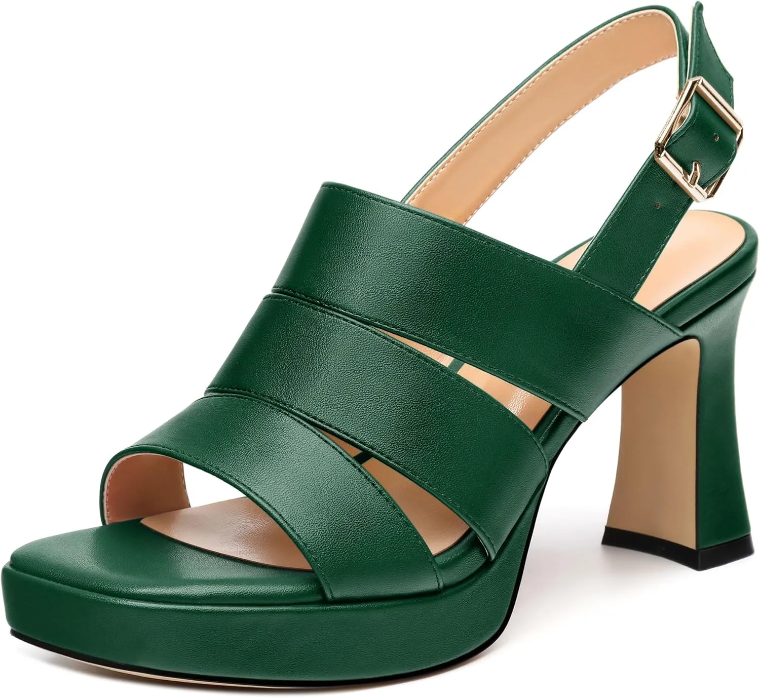 Heels for Women Block Chunky Platform High Heels Open Toe Square Strappy Heel Sandals Wedding Prom Party Fashion Slingback Dress Pump Sandals