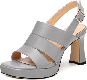 Heels for Women Block Chunky Platform High Heels Open Toe Square Strappy Heel Sandals Wedding Prom Party Fashion Slingback Dress Pump Sandals