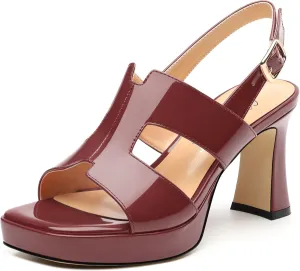 Heels for Women Platform Chunky Heeled Sandals Square Open Toe Strap Block High Heels Wedding Party Dance Fashion Summer Sandals