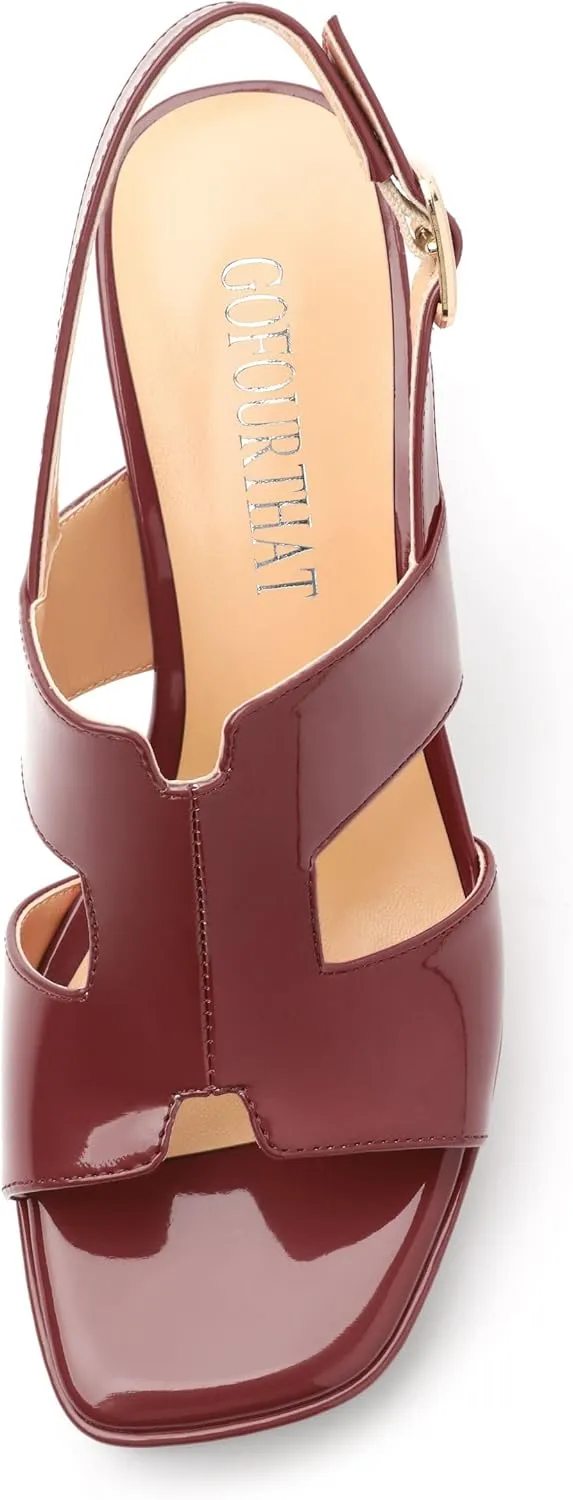 Heels for Women Platform Chunky Heeled Sandals Square Open Toe Strap Block High Heels Wedding Party Dance Fashion Summer Sandals