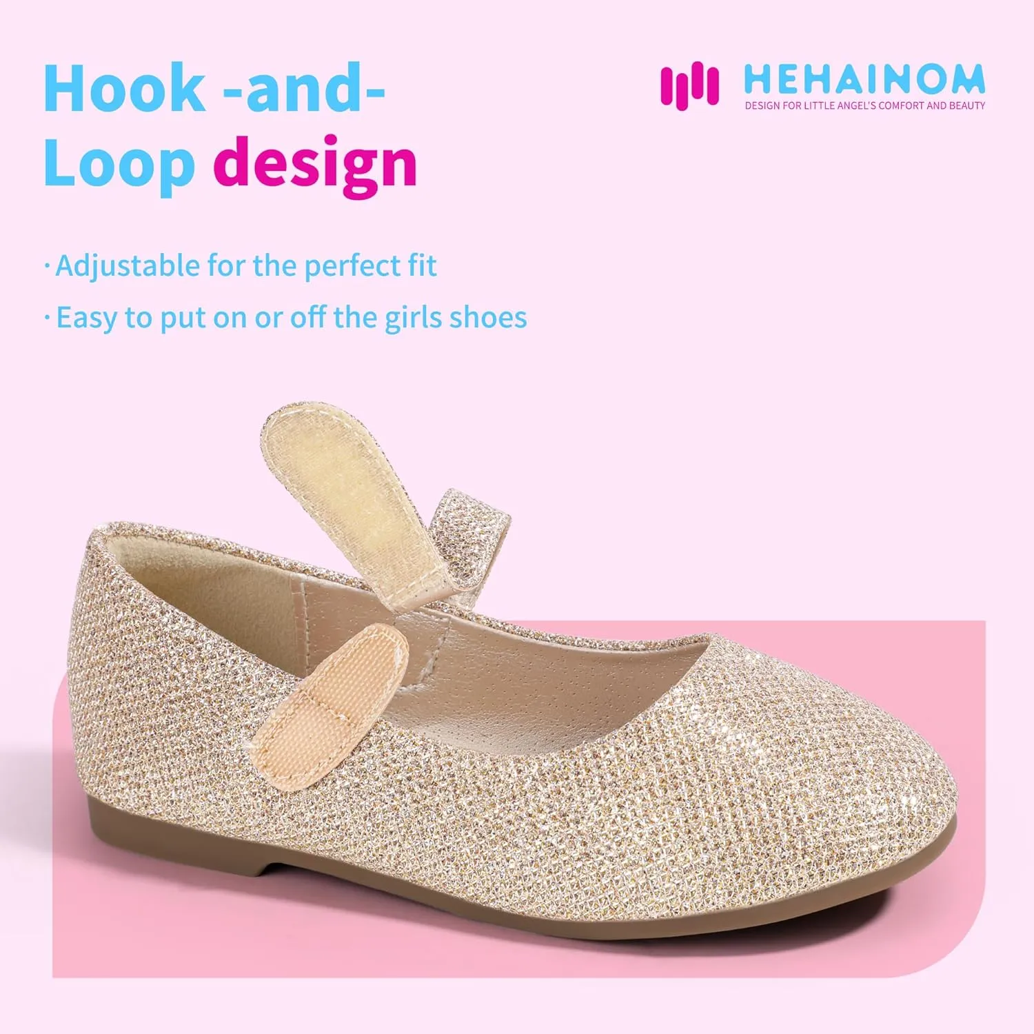 Hehainom Toddler Girls Flats Mary Jane Flower Girl Dress Shoes School Wedding Party Shoes