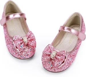 Hehainom Toddler Girls Flats Mary Jane Flower Girl Dress Shoes School Wedding Party Shoes