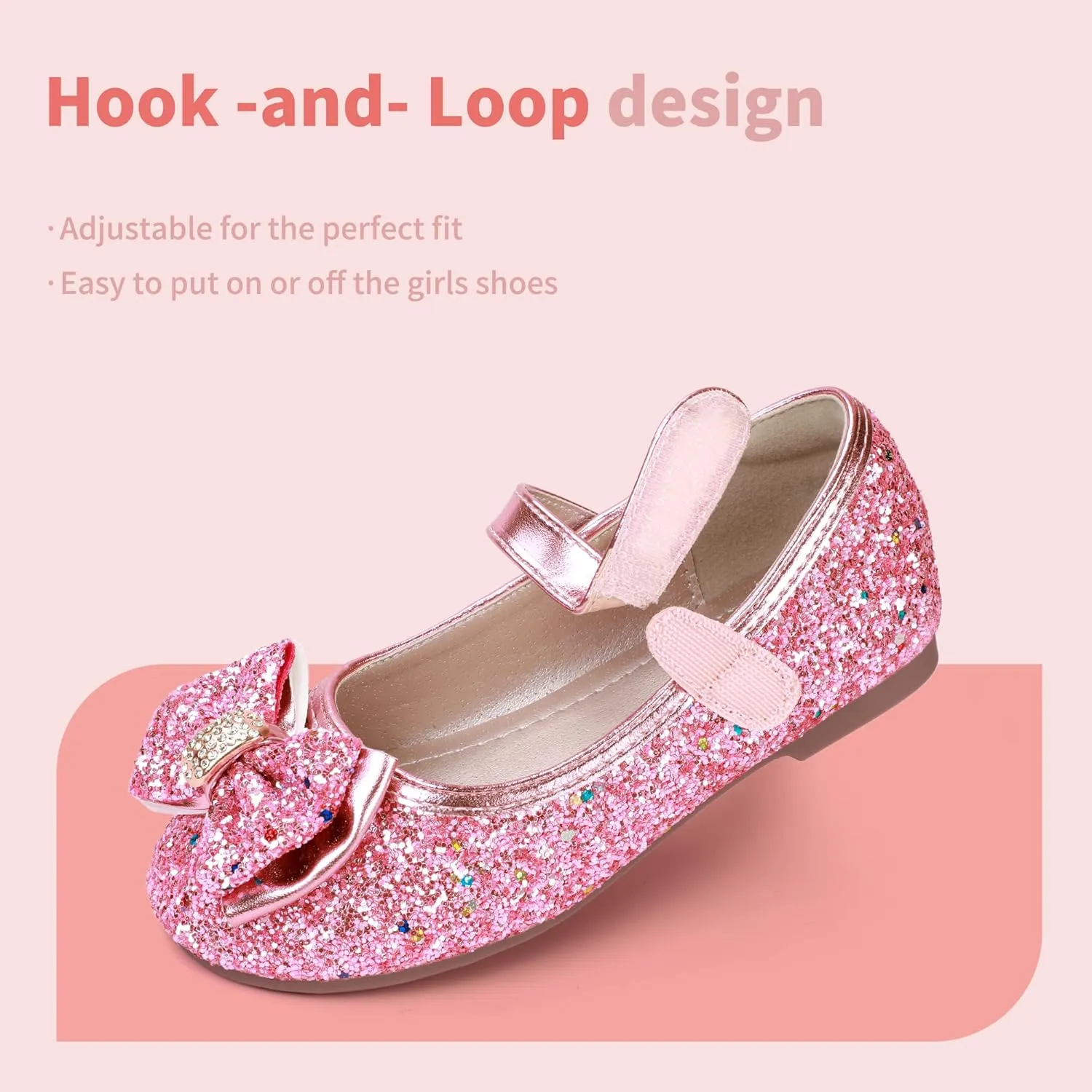 Hehainom Toddler Girls Flats Mary Jane Flower Girl Dress Shoes School Wedding Party Shoes