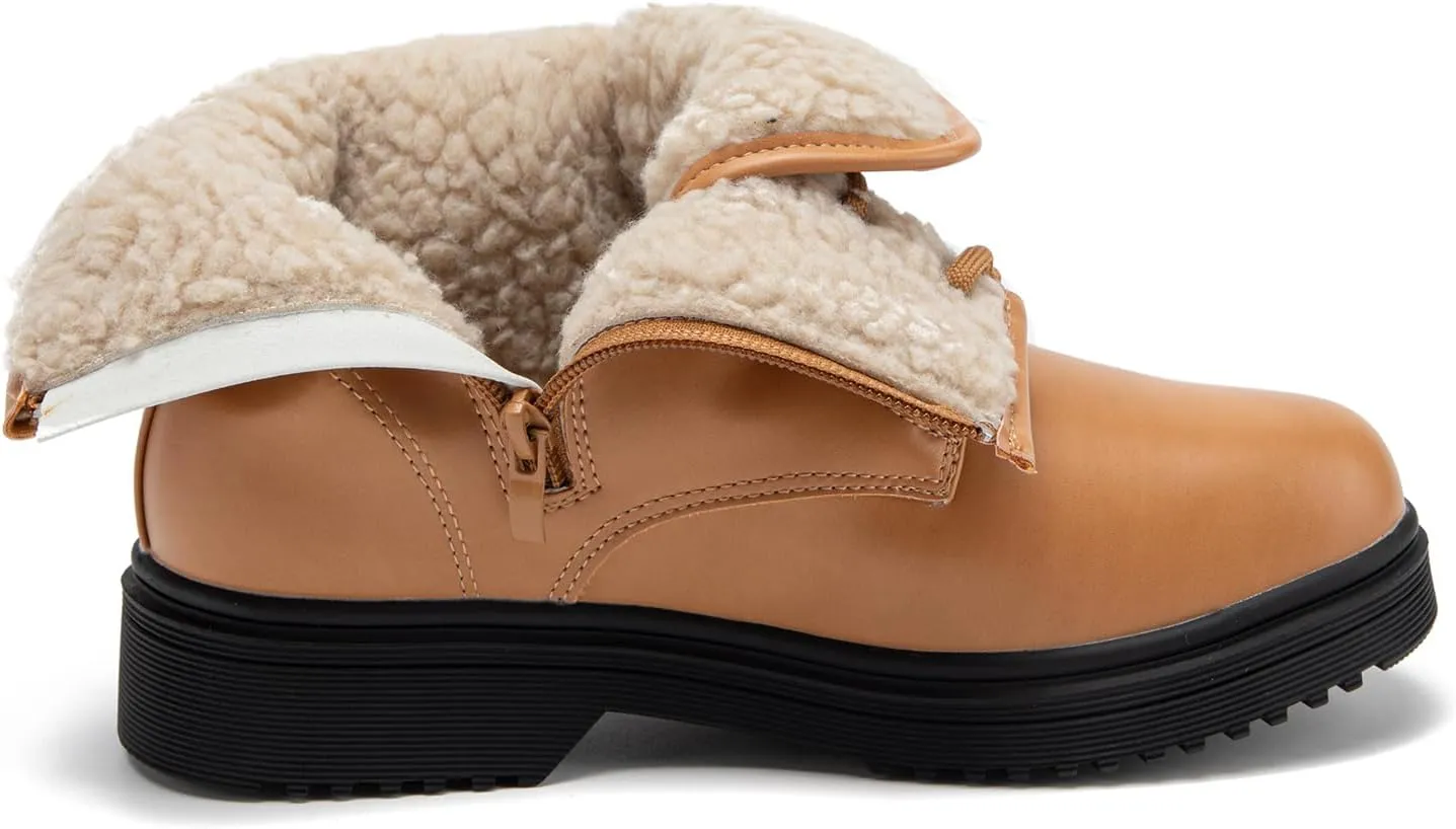 HIKLDK Girls Boots Glitter Combat Boot Winter Waterproof Side Zipper Lace-up Walking Shoes for Toddlers Little Kid szie