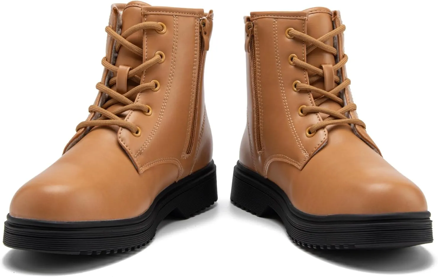 HIKLDK Girls Boots Glitter Combat Boot Winter Waterproof Side Zipper Lace-up Walking Shoes for Toddlers Little Kid szie
