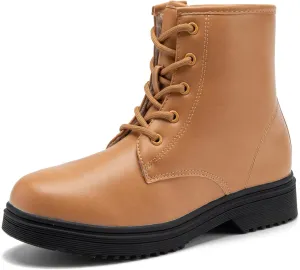 HIKLDK Girls Boots Glitter Combat Boot Winter Waterproof Side Zipper Lace-up Walking Shoes for Toddlers Little Kid szie