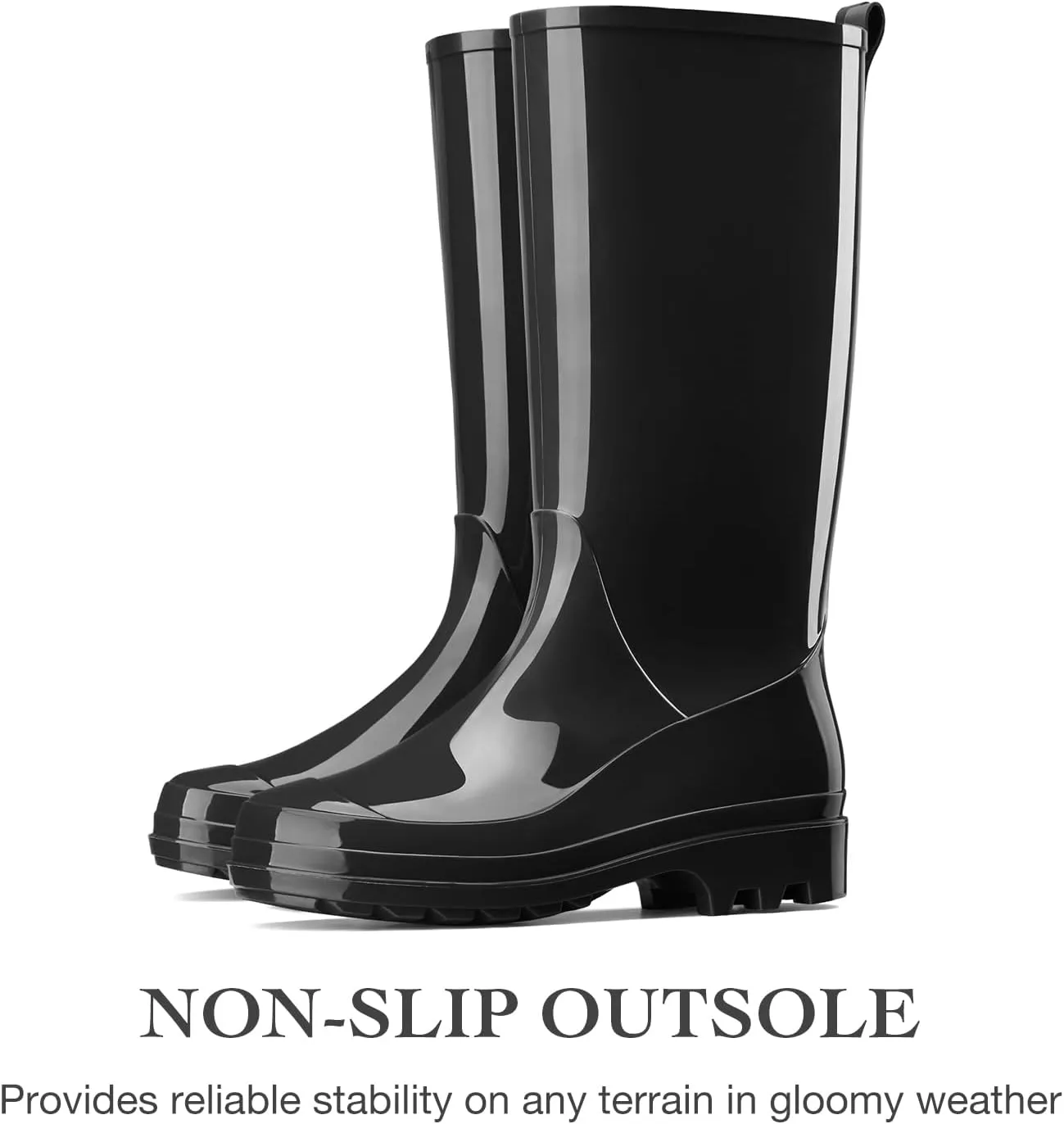 HISEA Rain Boots for Women Waterproof Garden Boots, Knee High Rain Shoes with Comfort Insole, Non-Slip Seamless Tall Rain Boots
