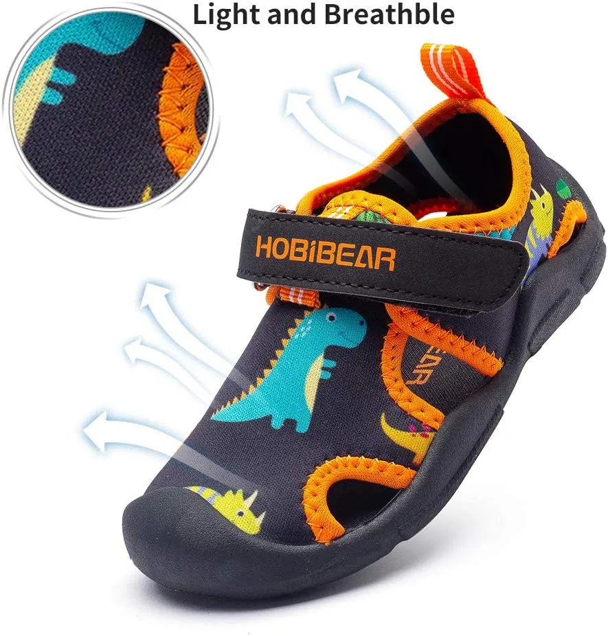 HOBIBEAR Boys Girls Water Shoes Quick Dry Closed-Toe Aquatic Sport Sandals Toddler/Little Kid
